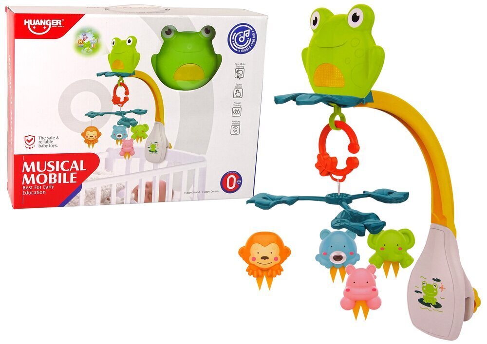 Karuselis mājdzīvnieku gultai Zaļās vardes melodijas cena un informācija | Rotaļlietas zīdaiņiem | 220.lv