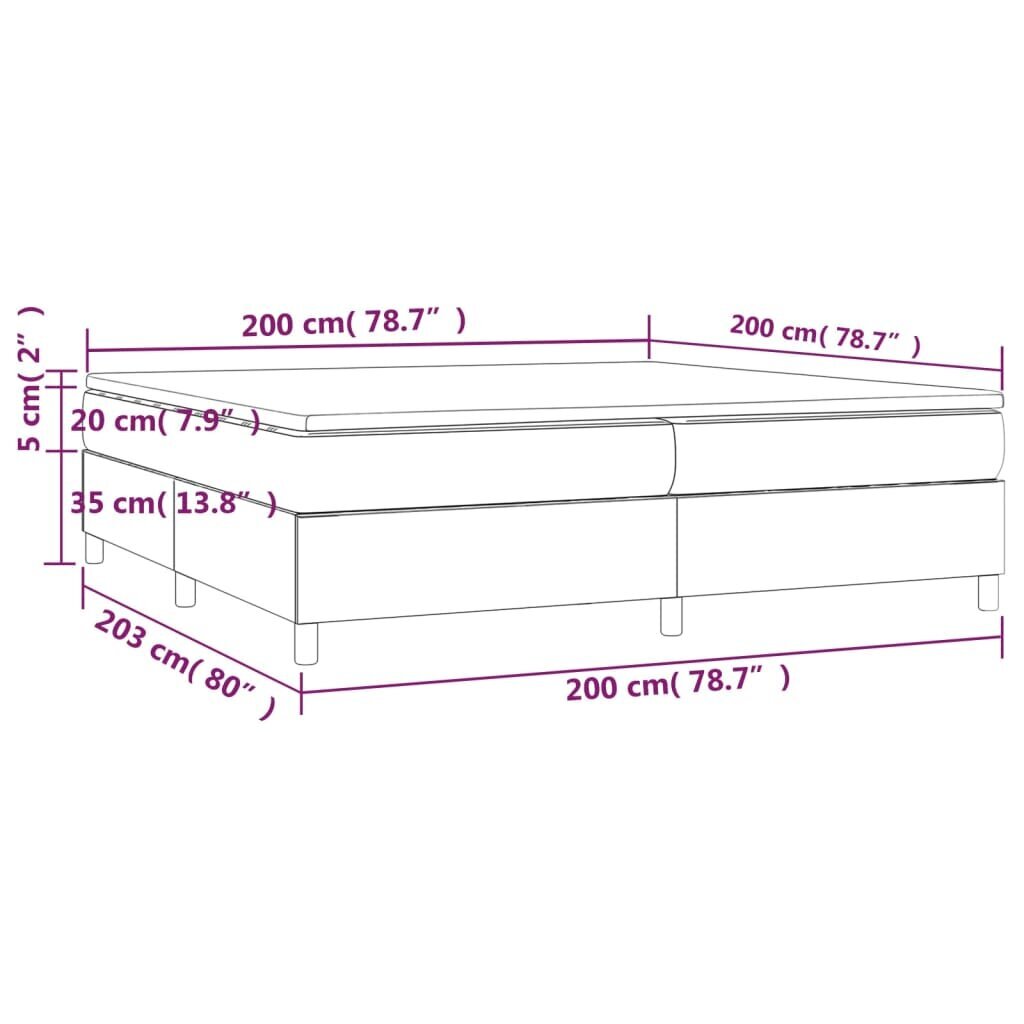 vidaXL atsperu gultas rāmis ar matraci, krēmkrāsas audums, 200x200 cm cena un informācija | Gultas | 220.lv