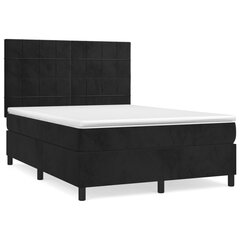 vidaXL atsperu gulta ar matraci, melns samts, 140x200 cm cena un informācija | Gultas | 220.lv