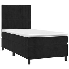vidaXL atsperu gulta ar matraci, melns samts, 90x200 cm cena un informācija | Gultas | 220.lv