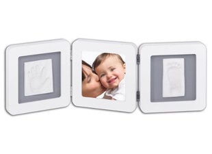 Baby Art Modern Trendy Double Print Frame komplekts mazuļa pēdiņu/rociņu nospieduma izveidošanai, balts/pēlēks cena un informācija | Foto rāmji, foto albumi | 220.lv