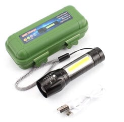 Тактический светодиодный фонарь 600 лм 400 м ZOOM COB XML T6 USB 5W цена и информация | Фонарик | 220.lv