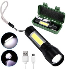 Тактический светодиодный фонарь 600 лм 400 м ZOOM COB XML T6 USB 5W цена и информация | Фонарики | 220.lv