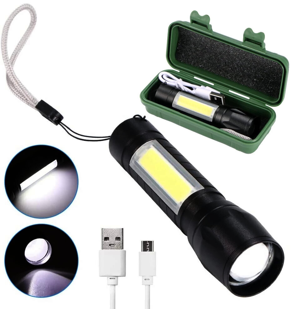 Taktiskais LED lukturītis 600 lm 400 m ZOOM COB XML T6 USB 5W cena un informācija | Lukturi | 220.lv