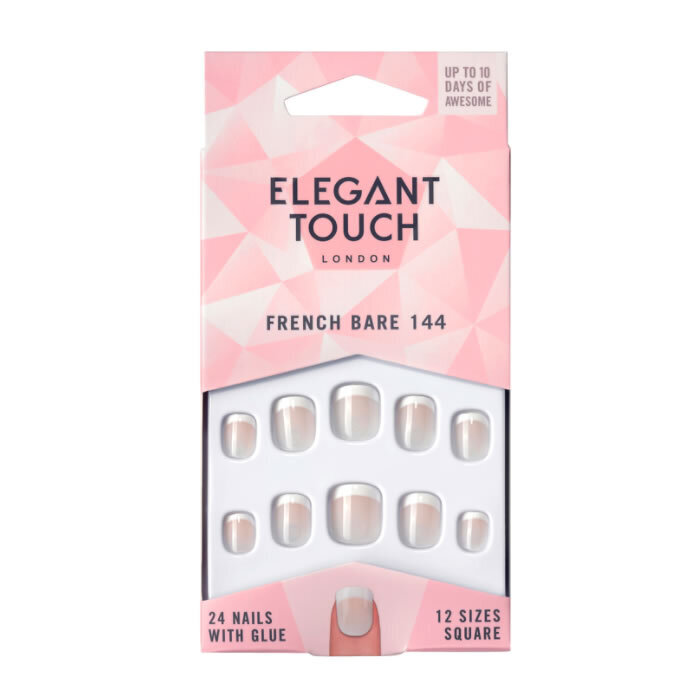 Mākslīgie nagi Elegant Touch Natural French Bare 144 XS, 24 gab. cena un informācija | Nagu kopšanas piederumi | 220.lv