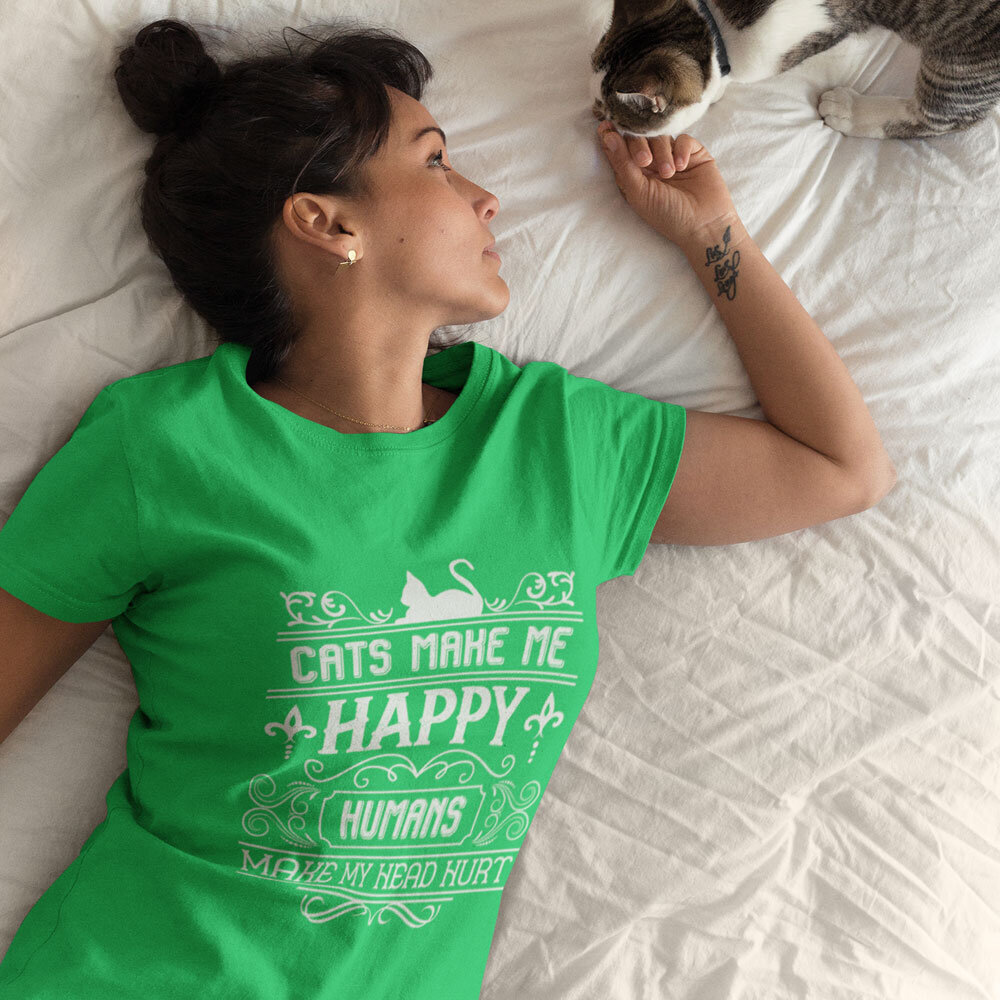 Sieviešu T-krekls Cats make me happy цена и информация |  Oriģināli T-krekli | 220.lv