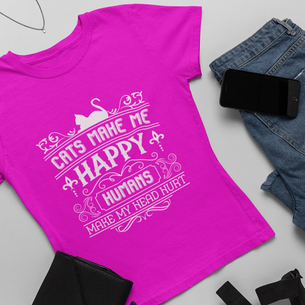 Sieviešu T-krekls Cats make me happy цена и информация |  Oriģināli T-krekli | 220.lv