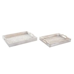 Paplāšu Komplekts DKD Home Decor Brūns Balts Tropiskais 2 Daudzums Koks MDF Augu lapa (39 x 30 x 5 cm) cena un informācija | Trauki, šķīvji, pusdienu servīzes | 220.lv