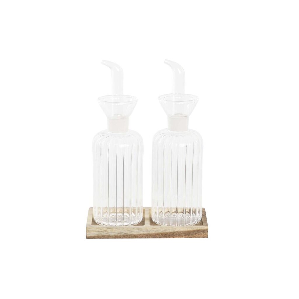 Oil and Vinegar Set DKD Home Decor Dabisks Caurspīdīgs Akācija Borosilikāta glāze (14 x 7,5 x 21 cm) (250 ml) цена и информация | Garšvielu trauki, dzirnaviņas | 220.lv