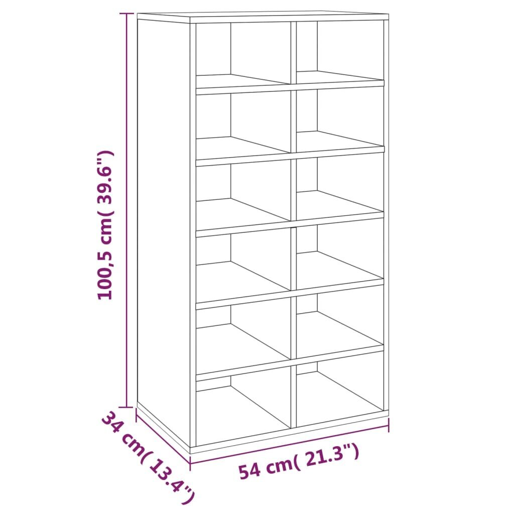 Apavu plaukts, brūns ozols, 54x34x100,5cm, koks cena un informācija | Apavu skapji, apavu plaukti, priekšnama soliņi | 220.lv