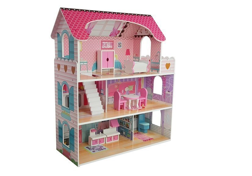 Koka leļļu namiņš ar mēbelēm Villa Milena цена и информация | Rotaļlietas meitenēm | 220.lv