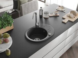 Granitinė virtuvinė plautuvė Mexen Kevin su sifonu, Black granite+Chrome, 586 x 458 mm цена и информация | Раковины на кухню | 220.lv