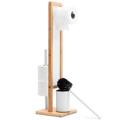 Statīvs tualetes papīram un WC birstei, bambusa/balts cena un informācija | Vannas istabas aksesuāri | 220.lv