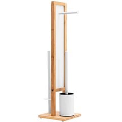 Statīvs tualetes papīram un WC birstei, bambusa/balts cena un informācija | Vannas istabas aksesuāri | 220.lv