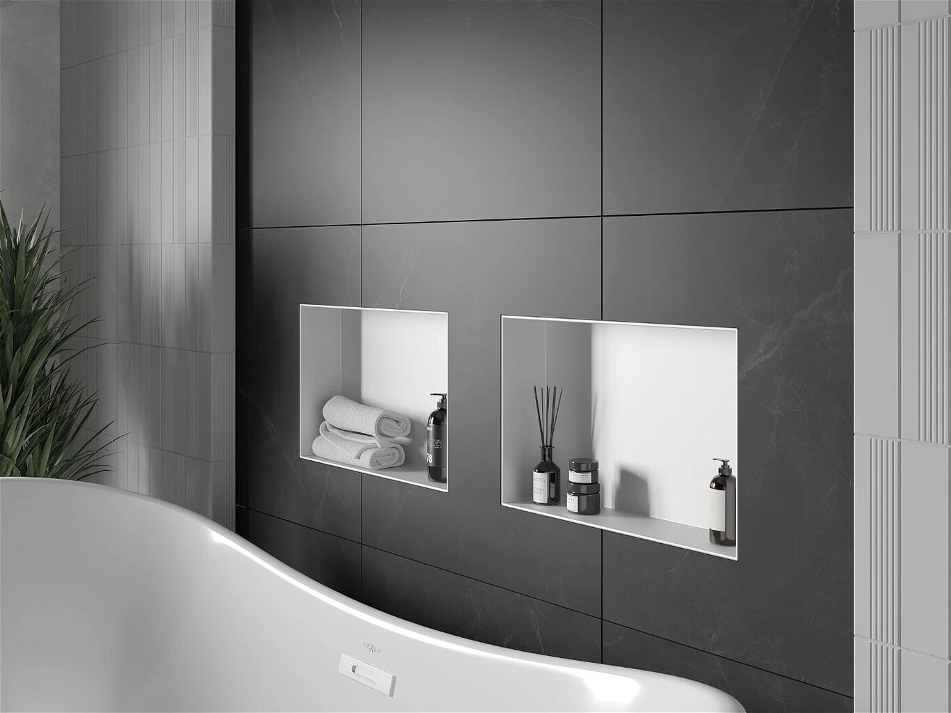 Mexen X-Wall-NR iebūvējams sienas plaukts, 45x30 cm, White cena un informācija | Vannas istabas aksesuāri | 220.lv