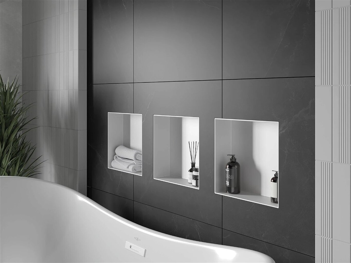 Mexen X-Wall-NR iebūvējams sienas plaukts, 30x30 cm, White cena un informācija | Vannas istabas aksesuāri | 220.lv