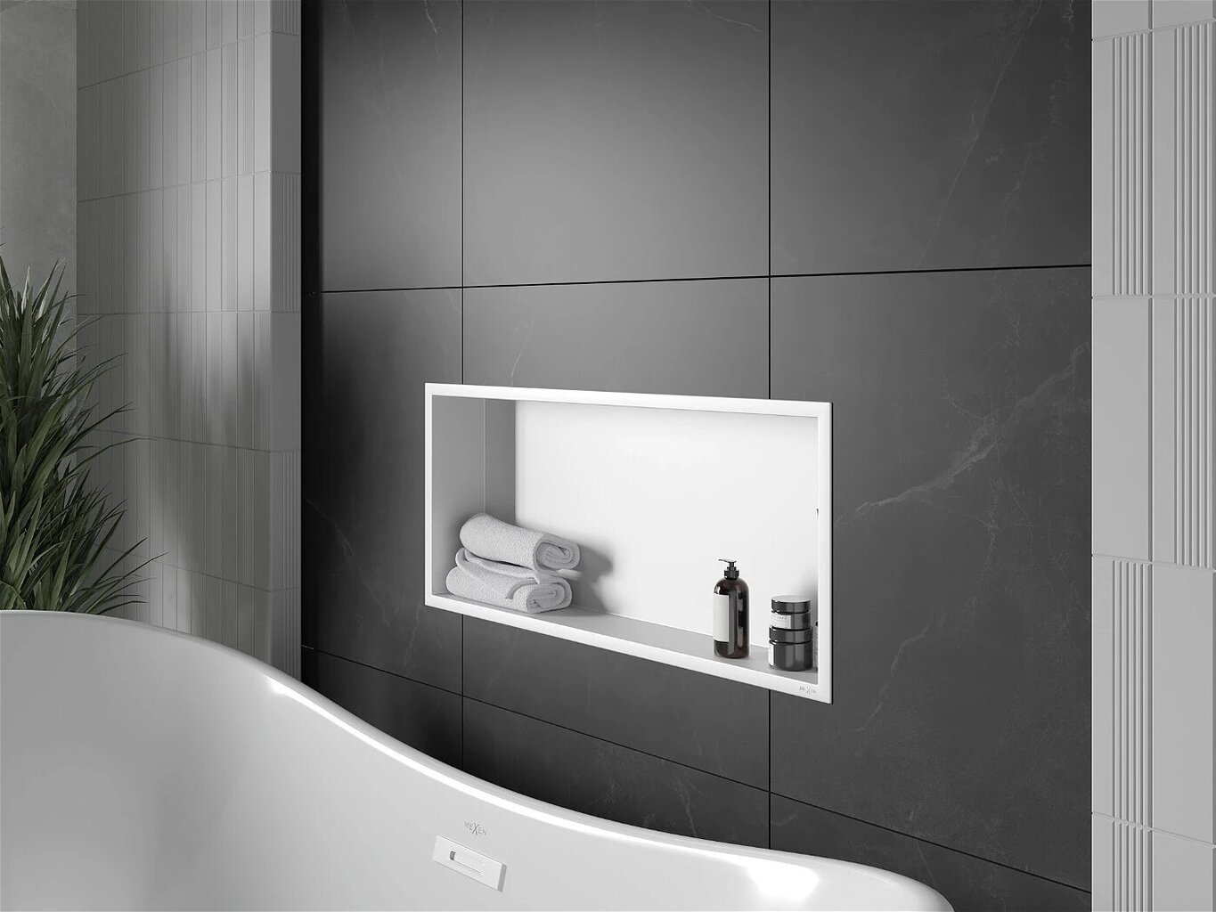 Mexen X-Wall-R iebūvējams sienas plaukts, 75x30 cm, White cena un informācija | Vannas istabas aksesuāri | 220.lv
