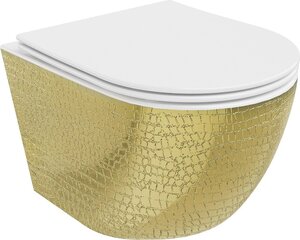 Tualetes pods Mexen Lena Rimless Slim Duroplast ar lēni nolaižamu vāku, White/Gold pattern цена и информация | Унитазы | 220.lv