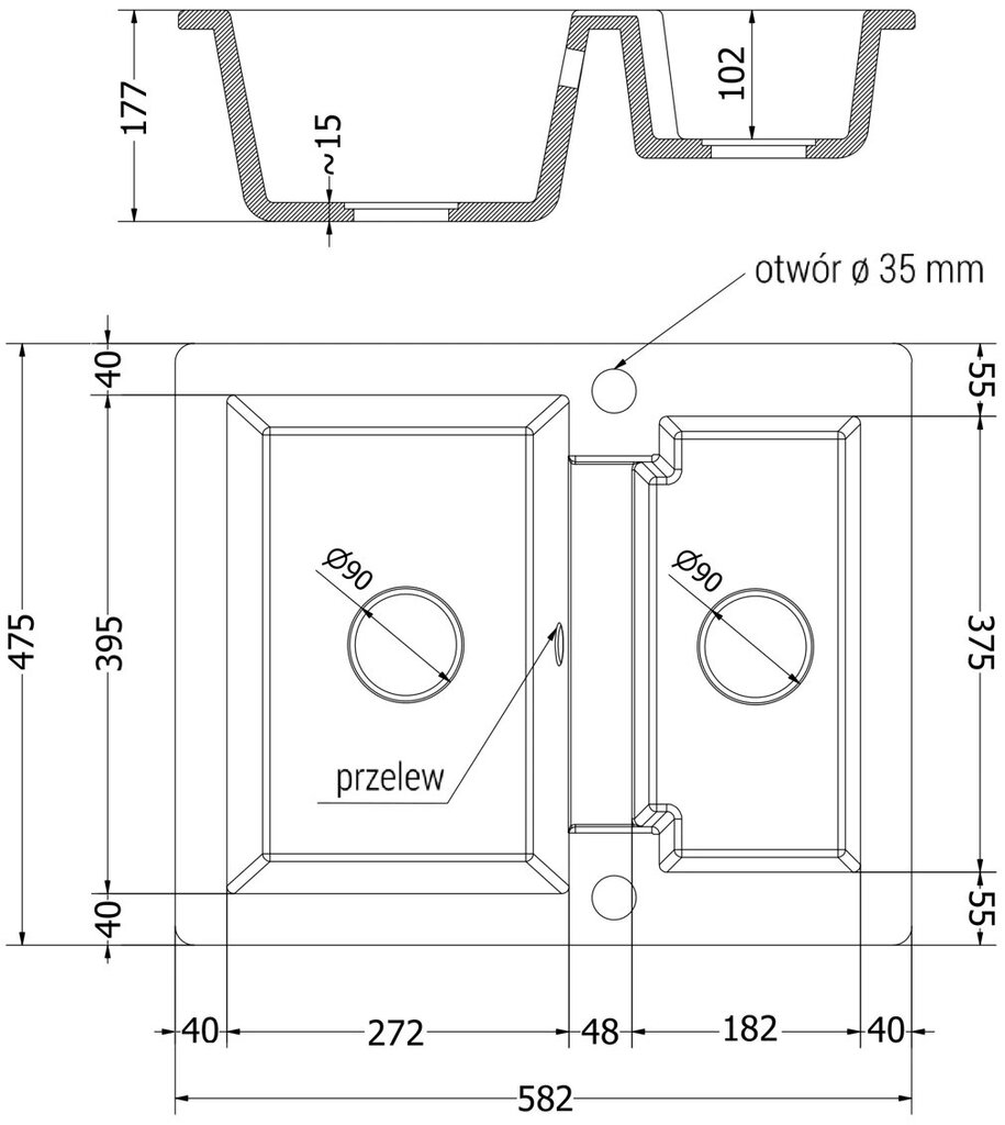 Granīta virtuves izlietne Mexen Carlos ar sifonu, Black granite cena un informācija | Virtuves izlietnes | 220.lv