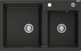 Granīta virtuves izlietne Mexen Tomas ar sifonu, Metallic black/gold цена и информация | Раковины на кухню | 220.lv