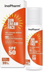 Солнцезащитный крем inoPharm для лица с фильтром SPF 50, 35 г цена и информация | Кремы от загара | 220.lv