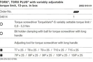 Набор отвёрток динамометрических Wiha TorqueVario-S 0,8 -5,0 Нм (13 шт.) цена и информация | Механические инструменты | 220.lv