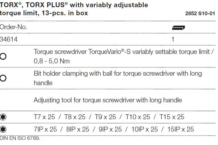 Skrūvgriežu dinamometru komplekts WIHA TorqueVario-S 0,8 -5,0 Nm (13 gab.) cena un informācija | Rokas instrumenti | 220.lv