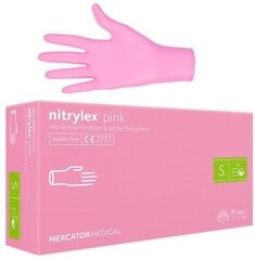 Nitrila vienreizējās lietošanas cimdi Mercator Nitrylex Pink S, 100 gab. cena un informācija | Darba cimdi | 220.lv