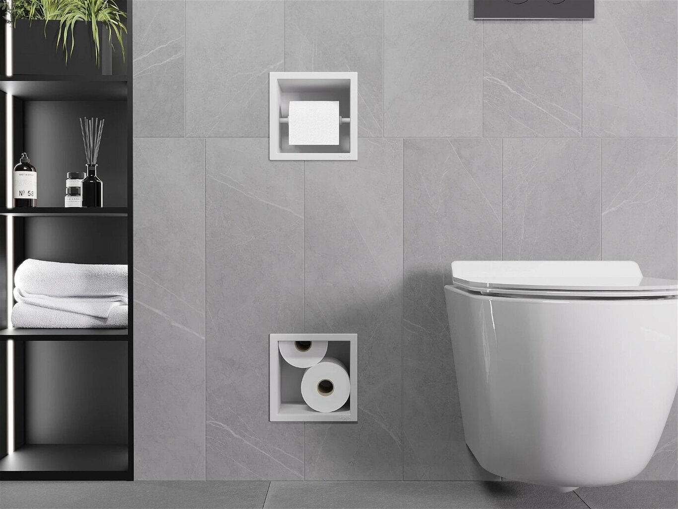 Mexen X-Wall-BP zemapmetuma tualetes papīra turētājs ar futrāli, White cena un informācija | Vannas istabas aksesuāri | 220.lv