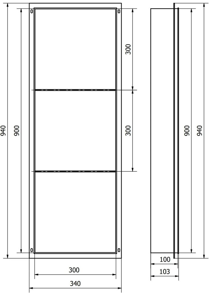 Mexen X-Wall-NR iebūvējams sienas plaukts 3l, 90x30 cm, White цена и информация | Vannas istabas aksesuāri | 220.lv