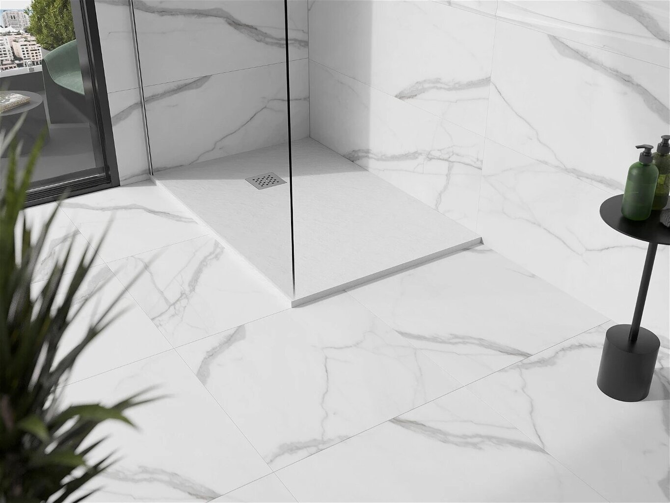 Taisnstūra dušas paliktnis Mexen Stone+ ar sifonu, White, 110x70,80,90 cm цена и информация | Dušas paliktņi | 220.lv