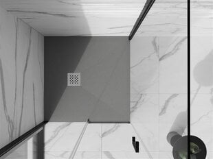 Kvadrāta dušas paliktnis Mexen Stone+ ar sifonu, Grey, 70/80/90/100 cm цена и информация | Душевые поддоны | 220.lv