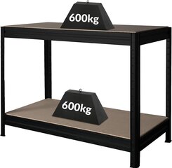 Augstums -AngoPable WorkBench | HXBXT 870 x 1200 x 600 mm | Dziļums 60 cm | Tirdzniecība 600 kg | Darba galda darba galda spraudnis -in montāžas tērauda galds | Melns cena un informācija | Rokas instrumenti | 220.lv