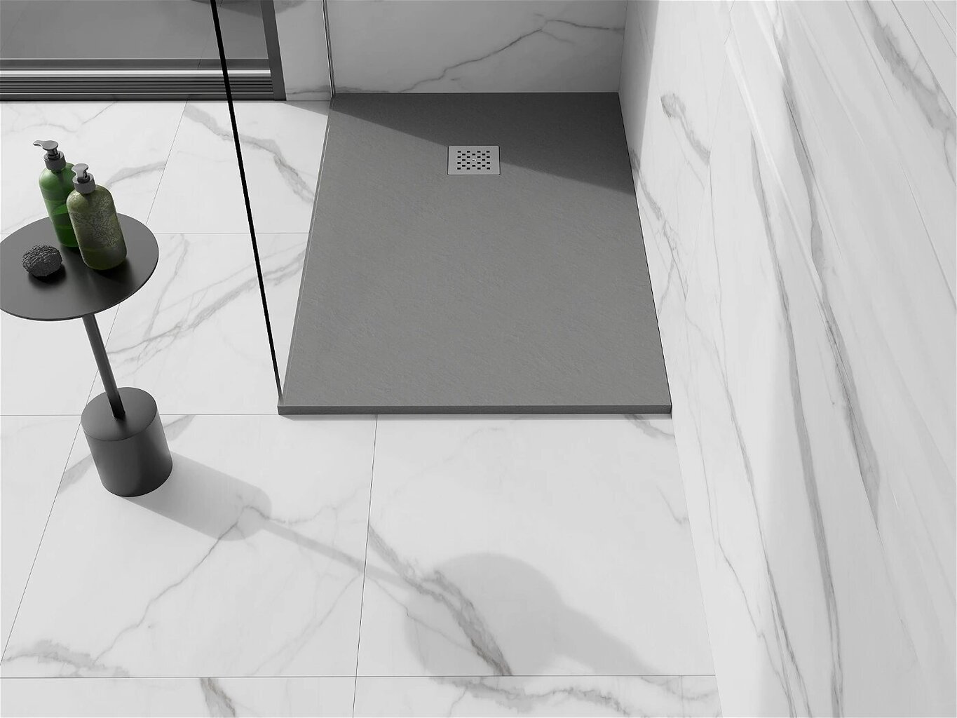Taisnstūra dušas paliktnis Mexen Stone+ ar sifonu, Grey, 130x70,80,90 cm cena un informācija | Dušas paliktņi | 220.lv