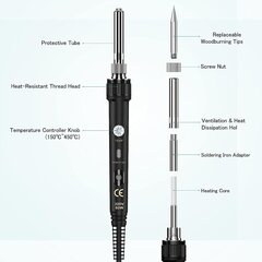 Пожарная картина паяльница, набор железа, 52 в 1 поршень огненной краски, температура паяльницы 60 Вт 200 ° C-480 ° C С уважением к дереву, кожаной гравировке, скульптура деревянная пожарная картина Профессиональные любители хобби-картины. цена и информация | Механические инструменты | 220.lv
