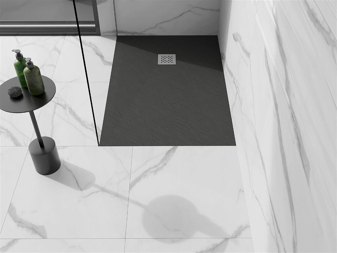 Taisnstūra dušas paliktnis Mexen Stone+ ar sifonu, Anthracite, 120x70,80,90,100 cm cena un informācija | Dušas paliktņi | 220.lv