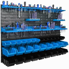 Настенная полка 115 х 78 см, держатели инструментов, синий, 32 шт цена и информация | Ящики для инструментов, держатели | 220.lv