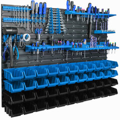 Настенная полка 115 х 78 см, держатели инструментов, синий, 44 шт цена и информация | Ящики для инструментов, держатели | 220.lv