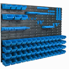 Настенная полка 115 x 78 см, держатели инструментов, синий, 63 шт цена и информация | Ящики для инструментов, держатели | 220.lv