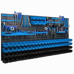 Настенная полка 173 x 78 см, держатели инструментов, синий, 95 шт цена и информация | Ящики для инструментов, держатели | 220.lv