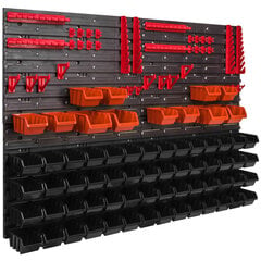 Настенная полка для хранения 1152 x 780 мм, держатели инструментов, черный, оранжевый цена и информация | Ящики для инструментов, держатели | 220.lv