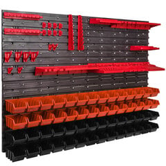 Полка для мелких деталей 56 коробок, 115 х 78 см, оранжево-черная цена и информация | Ящики для инструментов, держатели | 220.lv