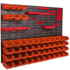 Ящики для штабелирования 115 х 78 см полка для мелких деталей, 51 коробки, оранжево-черные цена и информация | Ящики для инструментов, держатели | 220.lv
