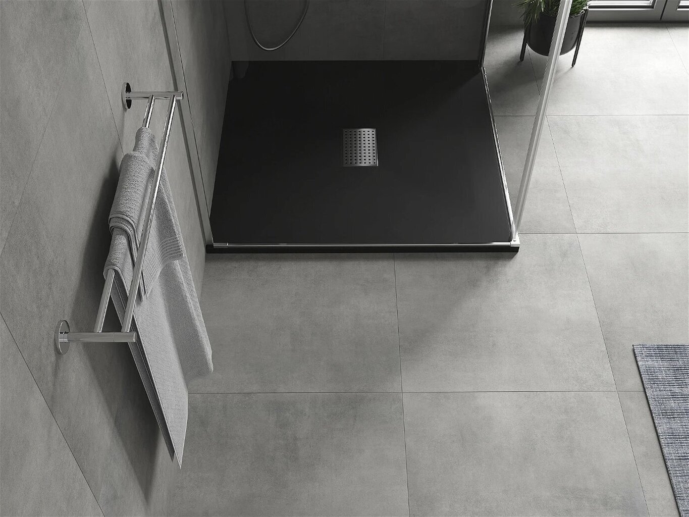 Kvadrātveida dušas paliktnis Mexen Hugo SMC ar sifonu, Black+Inox, 100x100 cm cena un informācija | Dušas paliktņi | 220.lv