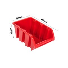 botle Saliekama plastmasas uzglabāšanas kaste 80x115x60 mm Sarkans cena un informācija | Instrumentu kastes | 220.lv