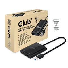 CLUB3D USB A to HDMI™ 2.0 Dual Monitor 4K 60Hz цена и информация | Адаптеры и USB разветвители | 220.lv