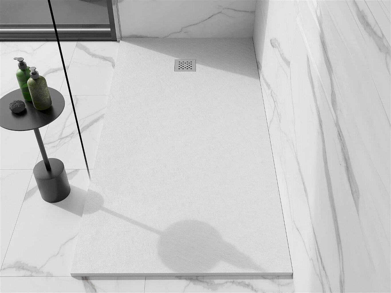 Taisnstūra dušas paliktnis Mexen Stone+ ar sifonu, White, 160x70,80,90,100 cm цена и информация | Dušas paliktņi | 220.lv