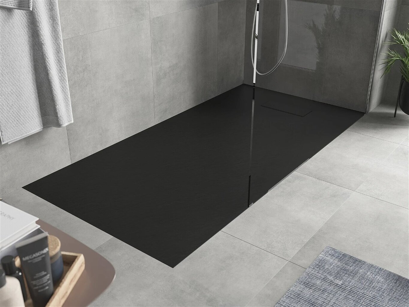 Taisnstūra dušas paliktnis Mexen Hugo SMC ar sifonu, Black, 150x70,80,90 cm цена и информация | Dušas paliktņi | 220.lv