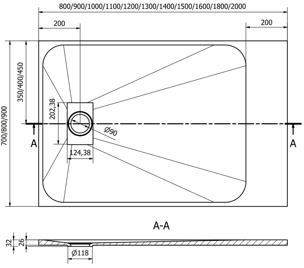 Taisnstūra dušas paliktnis Mexen Hugo SMC ar sifonu, Black, 160x70,80,90 cm cena un informācija | Dušas paliktņi | 220.lv