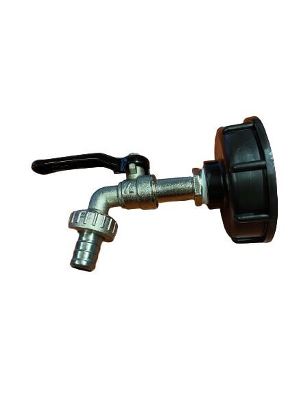 Metāla IBC ventilis 60 mm ar savienojumu laistīšanas šļūtenei ½" (melns rokturis) cena un informācija | Laistīšanas sistēmas | 220.lv